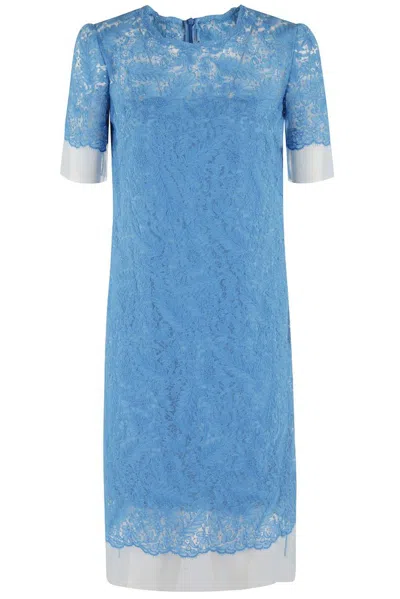 Ermanno Scervino Intricate All-over Lace Midi Dress With Short Sleeves