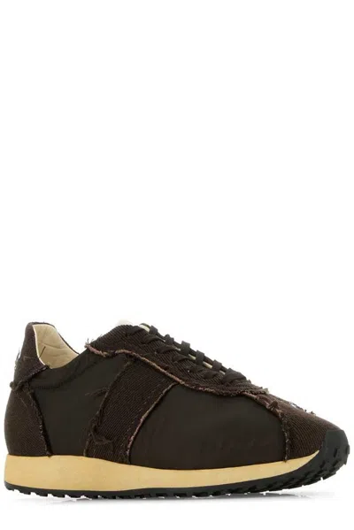 The Row Brown Canvas And Fabric Mika Sneakers