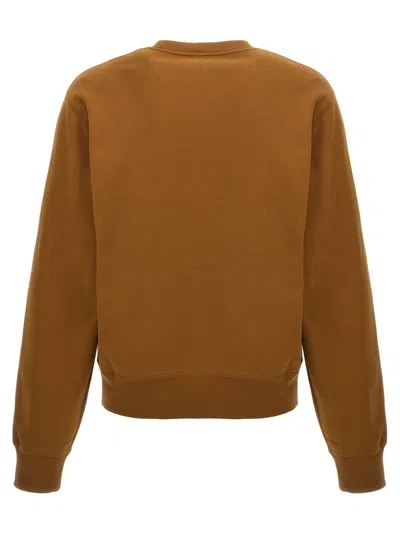 Saint Laurent Logo-embroidered Cotton Sweatshirt In Brown