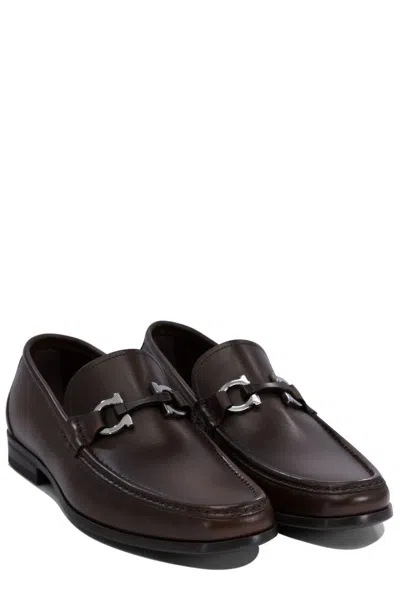 Ferragamo Brown Leather Grandioso Loafers