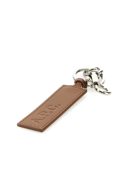 Apc Brown Leather Key Ring