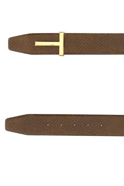 Tom Ford Men Brown Leather Reversible Belt