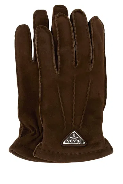 Prada Brown Suede Gloves
