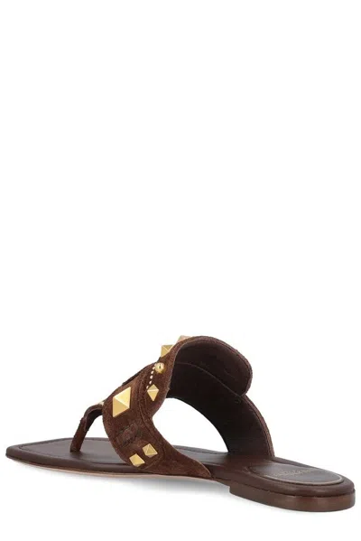 Valentino Garavani Plaster Caster Flip Flops With Gold Accents And Open Toe