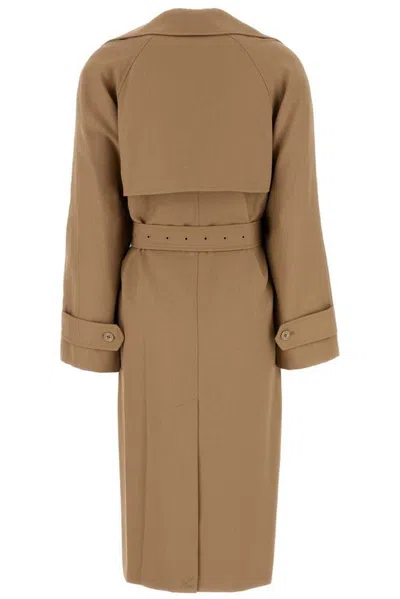 Michael Kors Camel Polyester Blend Trench Coat In Brown