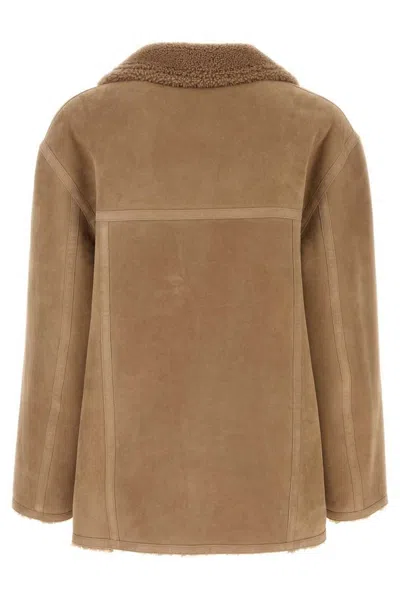 Fendi Giubbino In Montone Cammello Uomo In Brown