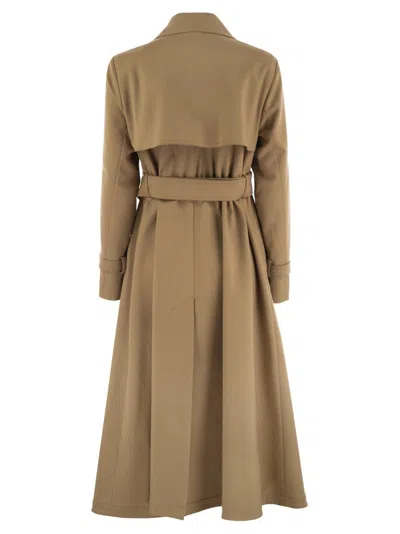 Weekend Max Mara Camel Stretch Polyester Blend Fauto Trench Coat