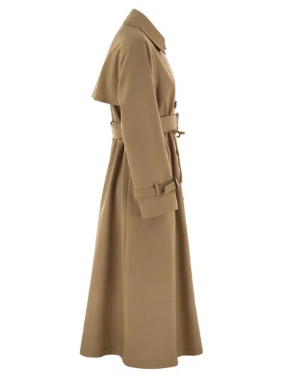 Weekend Max Mara Camel Stretch Polyester Blend Fauto Trench Coat