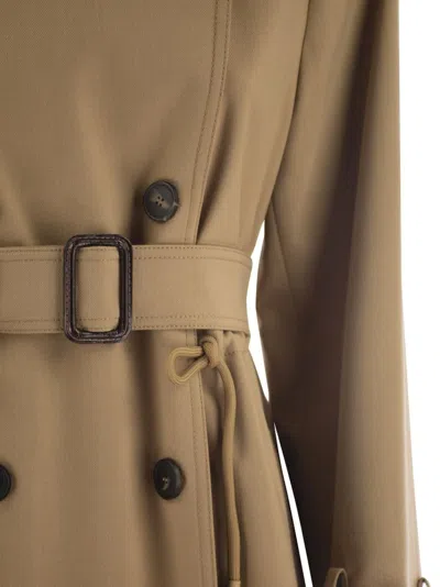 Weekend Max Mara Camel Stretch Polyester Blend Fauto Trench Coat