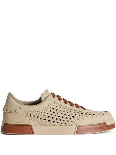 Dolce & Gabbana Cappuccino Leather Portofino Sneakers