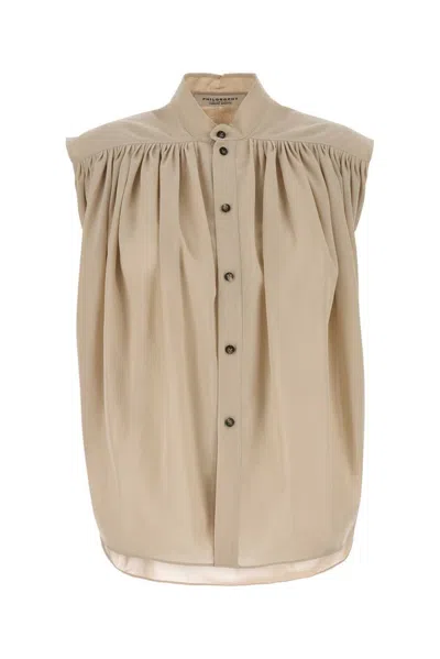 Philosophy Di Lorenzo Serafini Cappuccino Polyester Blend Shirt In Neutral