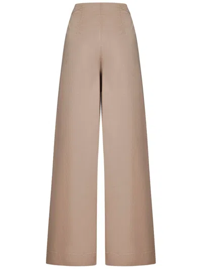 Alberta Ferretti Cappuccino Stretch Cotton Wide-leg Pant