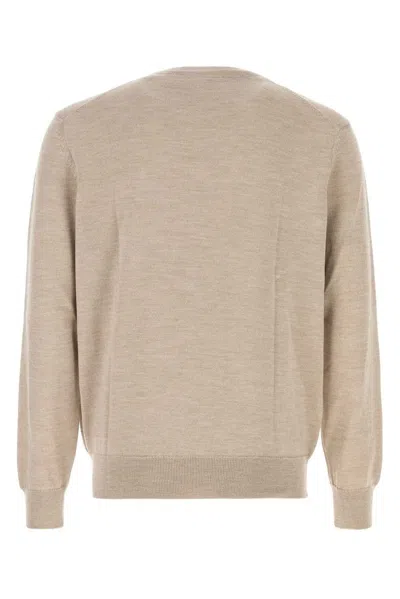 Maison Kitsuné Wool Sweater With Ribbed Cuffs And Hem In Neutral