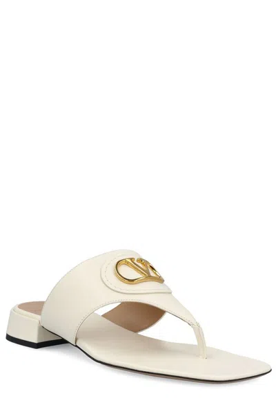 Valentino Caramel Leather Vlogo Thong