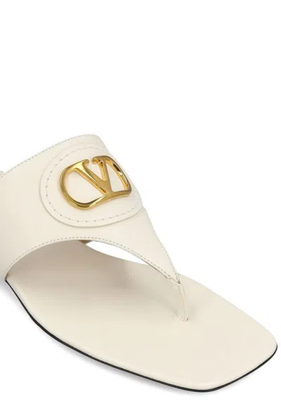Valentino Caramel Leather Vlogo Thong