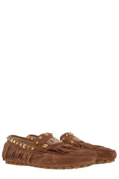 Valentino Women's Caramel Leather Plaster Caster Loafers