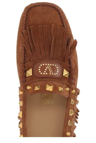 Valentino Women's Caramel Leather Plaster Caster Loafers