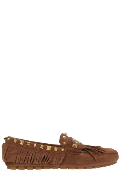 Valentino Women's Caramel Leather Plaster Caster Loafers