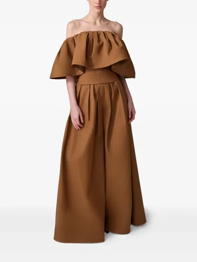 Carolina Herrera Ruffled Top In Brown