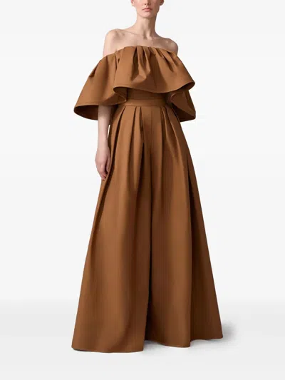 Carolina Herrera Ruffled Top In Brown