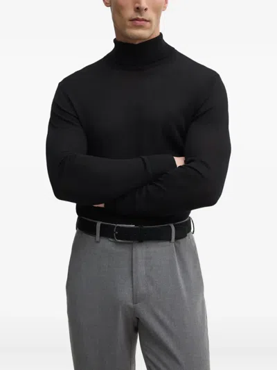 Karl Lagerfeld Logo-plaque Turtleneck Sweater In Black