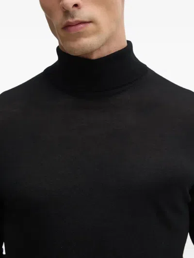 Karl Lagerfeld Logo-plaque Turtleneck Sweater In Black
