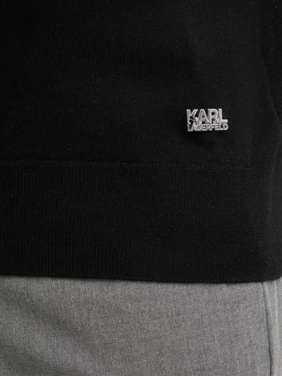 Karl Lagerfeld Logo-plaque Turtleneck Sweater In Black