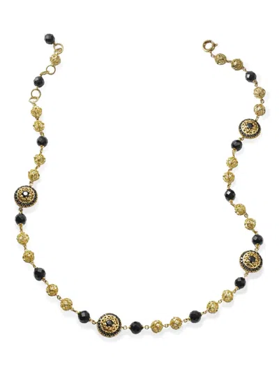 Dolce & Gabbana 18k Yellow Gold Sicily Jade And Black Sapphire Necklace In Gold