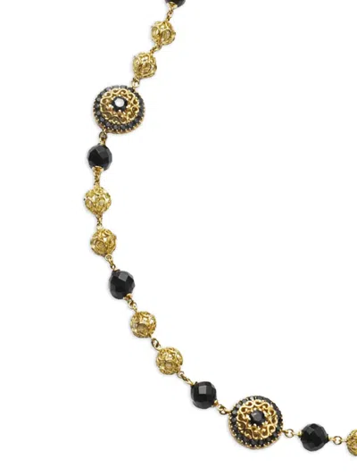 Dolce & Gabbana 18k Yellow Gold Sicily Jade And Black Sapphire Necklace In Gold
