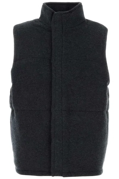 Le Kasha Charcoal Cashmere Vest In Black