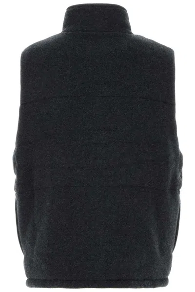 Le Kasha Charcoal Cashmere Vest In Black