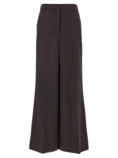 Stella Mccartney Wide Leg Flared Pants In Soft Wool Flannel In Brown