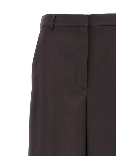 Stella Mccartney Wide Leg Flared Pants In Soft Wool Flannel In Brown