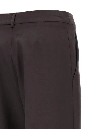 Stella Mccartney Wide Leg Flared Pants In Soft Wool Flannel In Brown