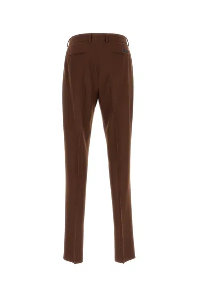 Versace Pantalone In Grain De Poudre Cioccolato Uomo