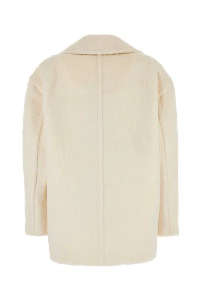 Mm Studio Red Eco Fur Slam Coat In White