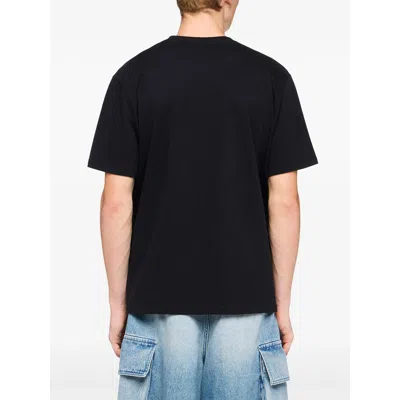 Jw Anderson Men Black Crewneck T-shirt With Logo Lettering Embroidery On The Front In Cotton Man