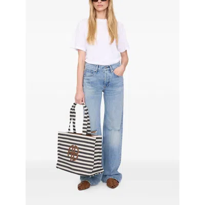 Anine Bing Stripe Logo Lara Tote Bag