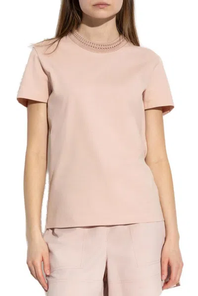 Moncler Cream Cotton T-shirt In Pink