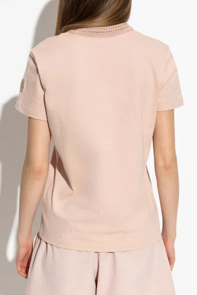 Moncler Cream Cotton T-shirt In Pink