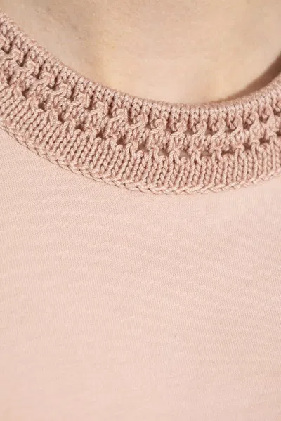 Moncler Cream Cotton T-shirt In Pink