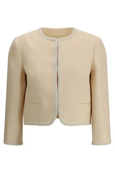 Valentino Garavani Women Cream Crepe Couture Blazer In Neutral