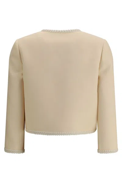 Valentino Garavani Women Cream Crepe Couture Blazer In Neutral