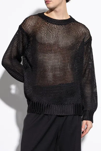 Jil Sander Cream Crochet Sweater In Black