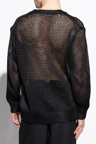 Jil Sander Cream Crochet Sweater In Black
