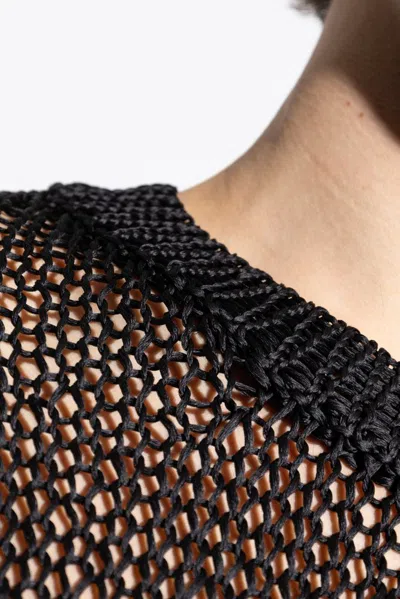 Jil Sander Cream Crochet Sweater In Black