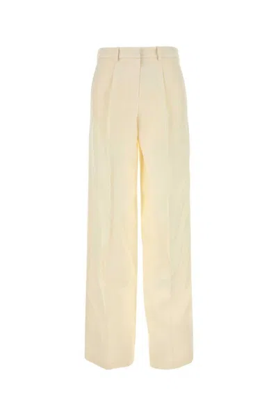 Magda Butrym Cream Wool Blend Wide-leg Pant