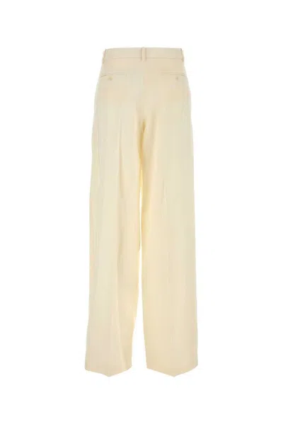 Magda Butrym Cream Wool Blend Wide-leg Pant