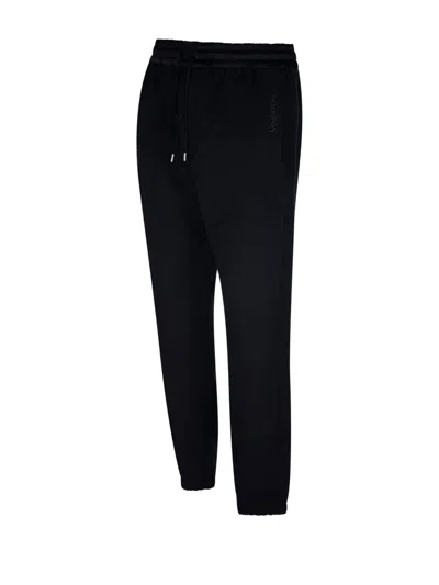 Saint Laurent Dark Blue Cotton Joggers In Blue