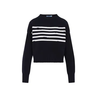 Prada Women's Dark Cotton Sweater In Black